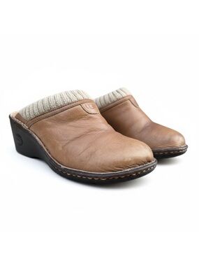 UGG Women's Gael Wedge Slip-on Winter Clogs Brown Leather Shearling Size 7